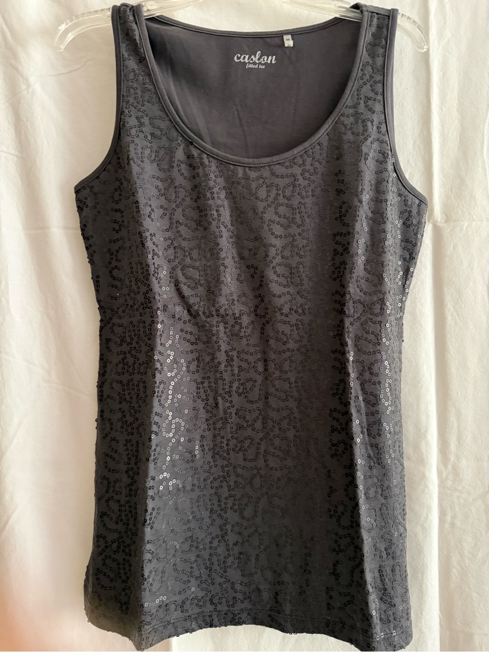 Caslon Charcoal Sequin Scoop Neck Tank